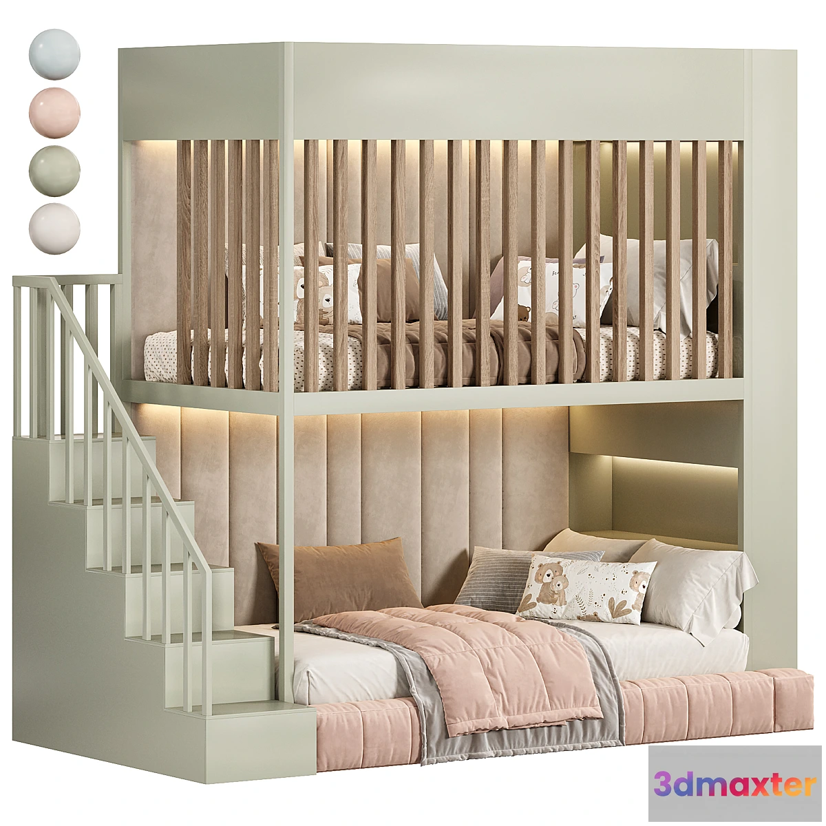 1463360 - Designer two-level bed Kids room 3D Max