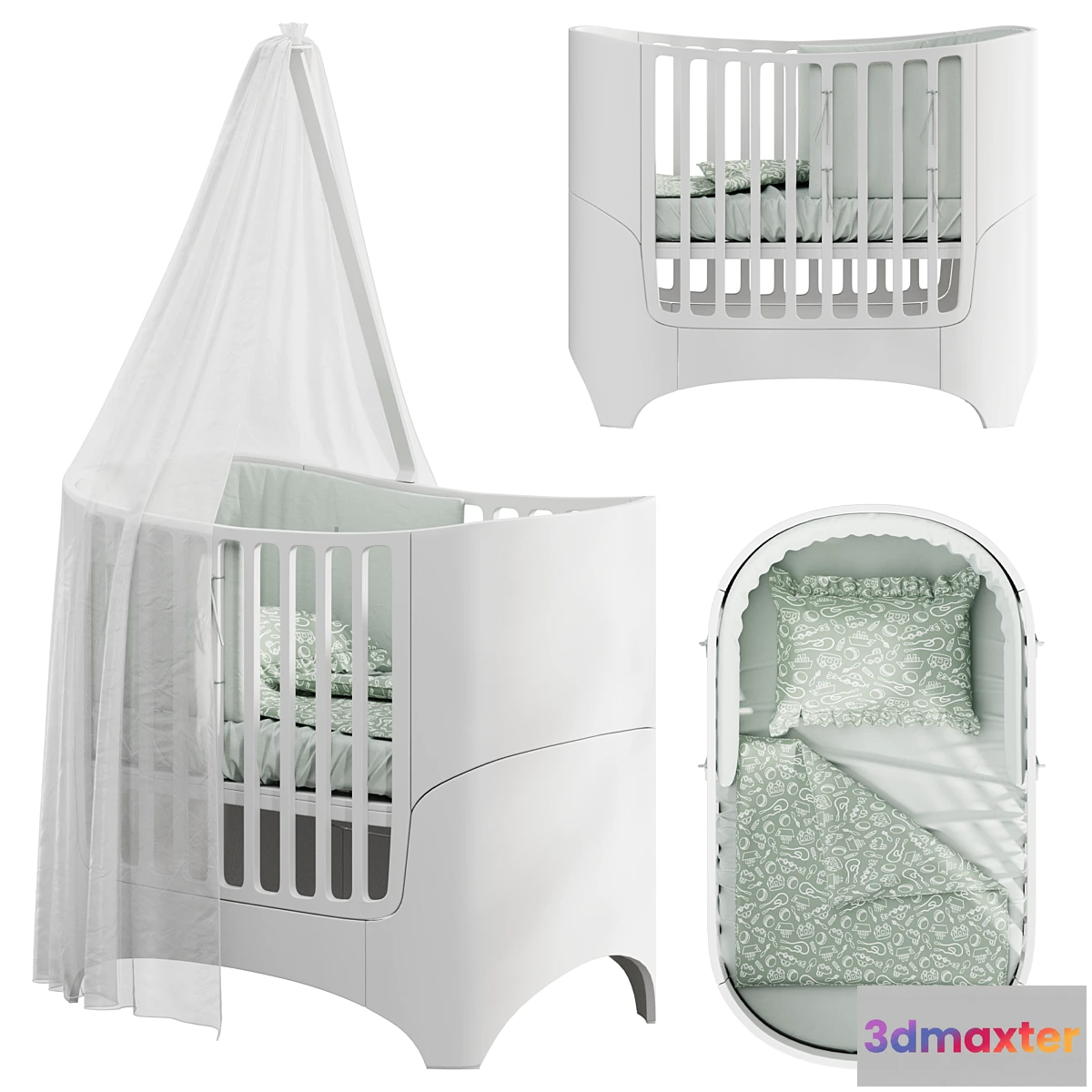 1464314 - Leander Classic Baby Cot White 3D Max