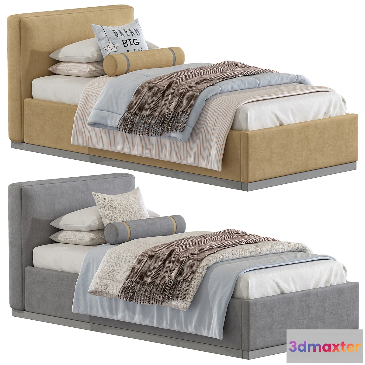 1464582 - Dawn Kids’ Bed Indigo Linen 411 3D Max