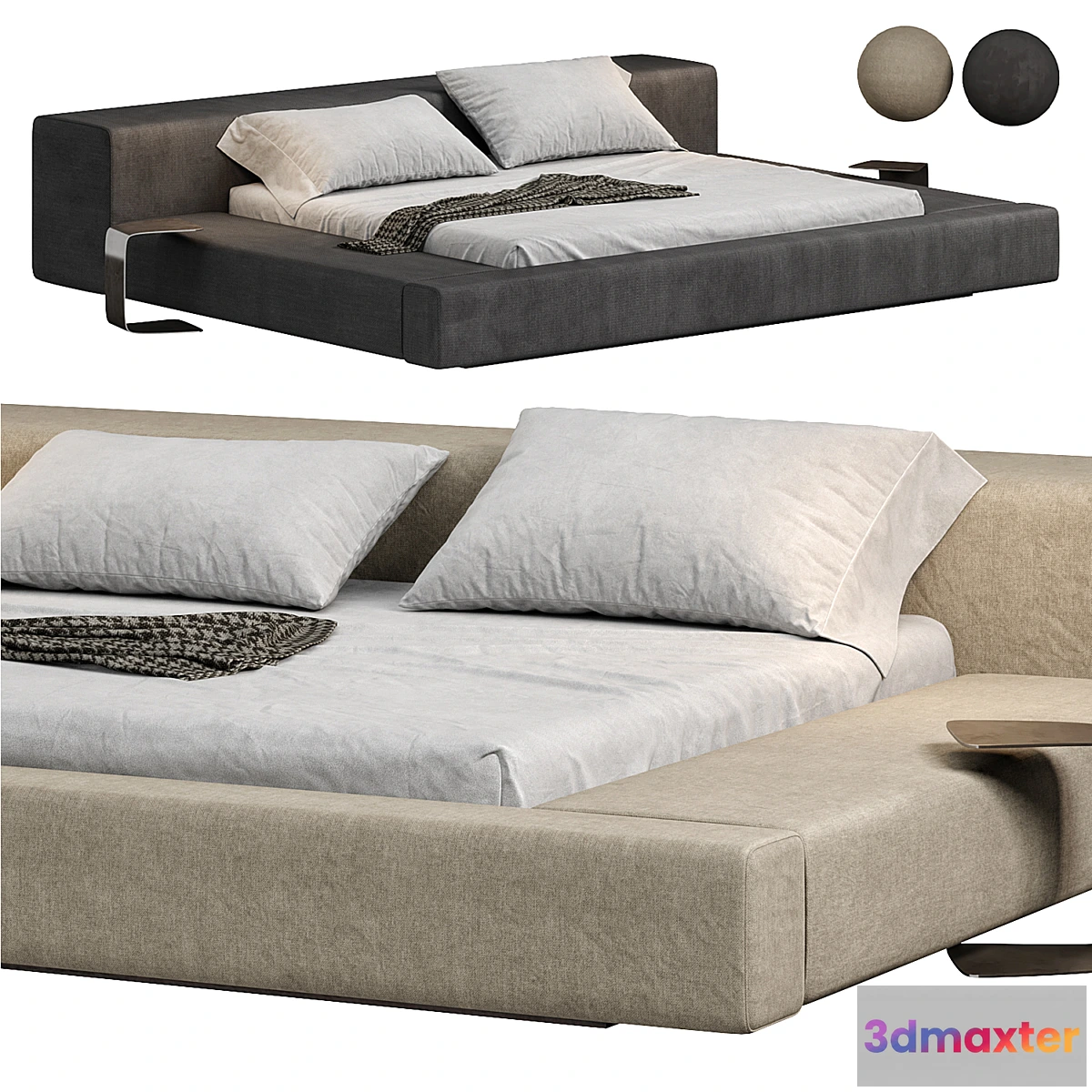 1465676 - Gray Platform Bed 3D Max