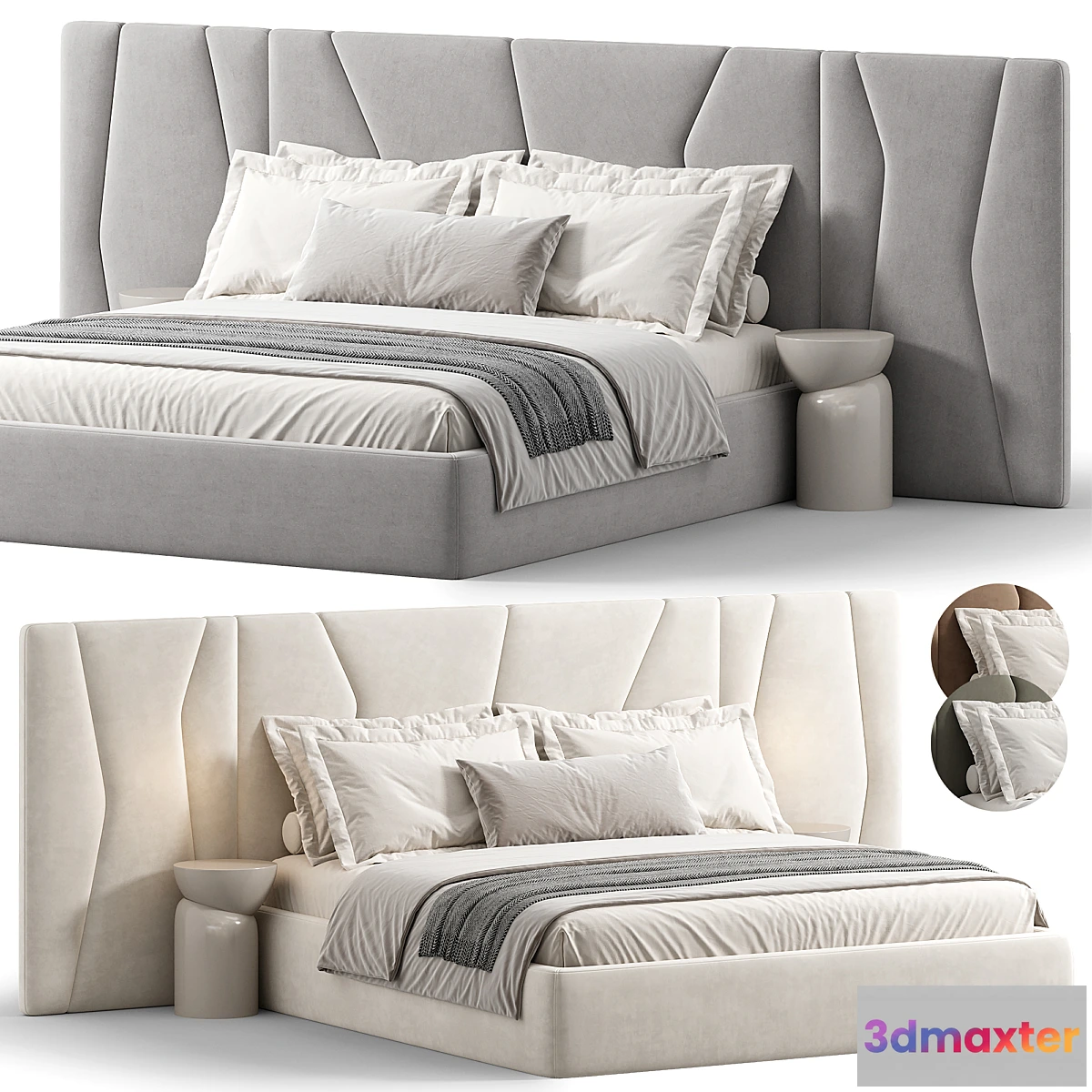 1470366 - Rossio Beige Double Bed 3D Max