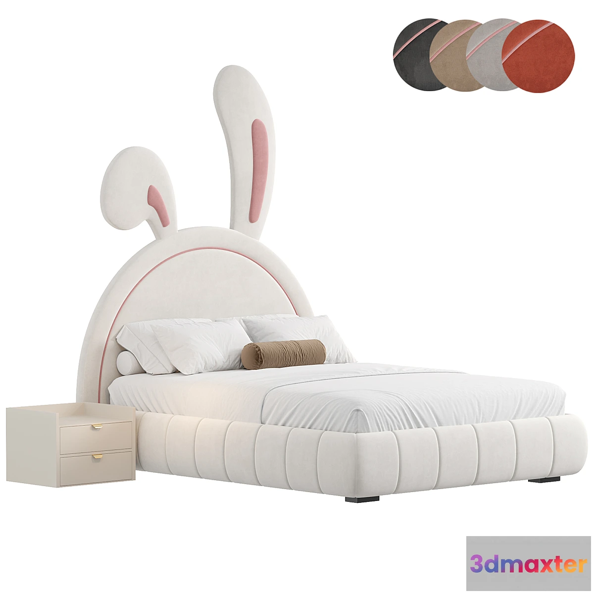 1470624 - Nettie Microfiber Leather Rabbit Shaped Bed Frame 3D Max