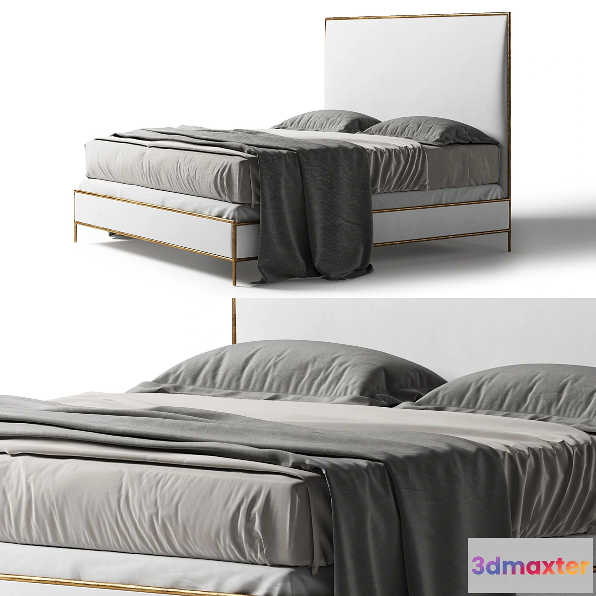 1471134 - Restoration Hardware Thaddeus leather bed white 3D Max