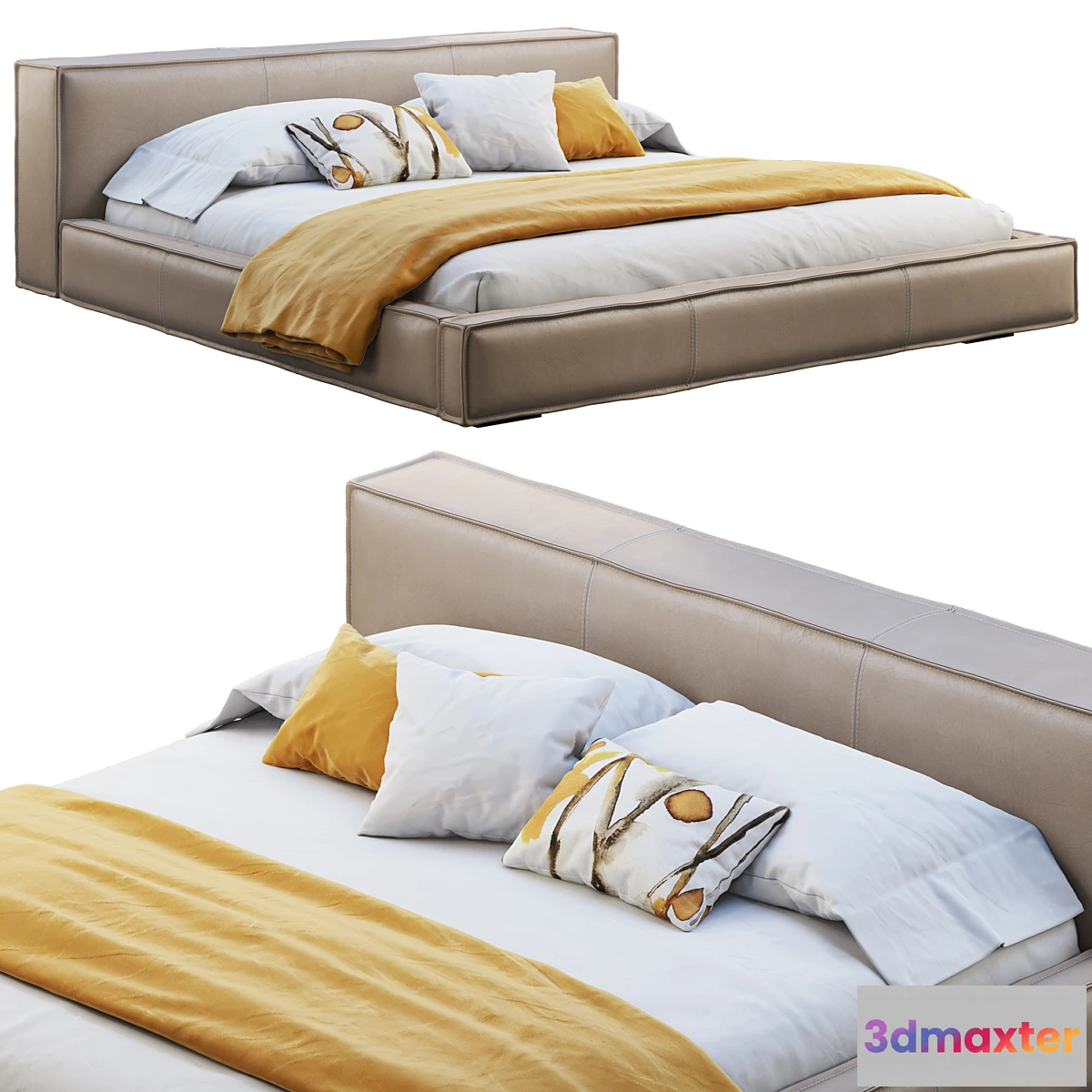 1471372 - Queen Loft Leather Bed 3D Max