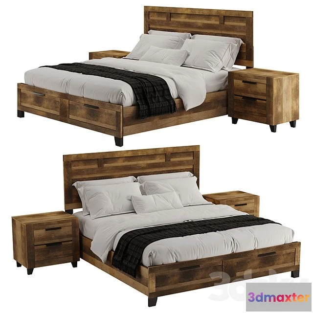 1538390 - Morales Rustic Wood Bed 3D Max
