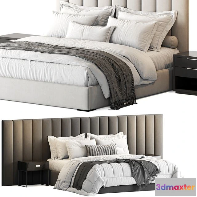 1538804 - RH Modena Vertical Channel Panel Fabric Platform Bed 3D Max