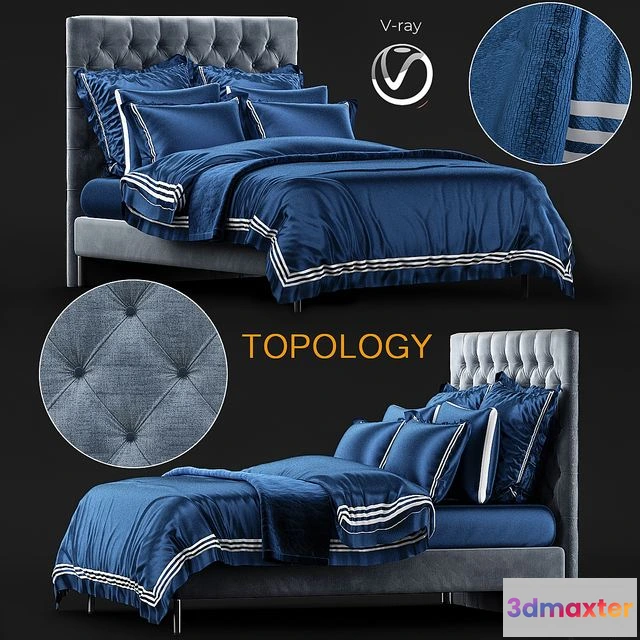 1540959 - Restoration Hardware Bed Covers and Pillowcases 3D Max