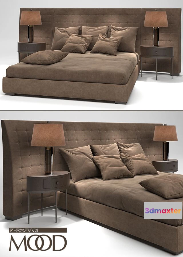 1541927 - Flexform Mood Caress Bed 3D Max