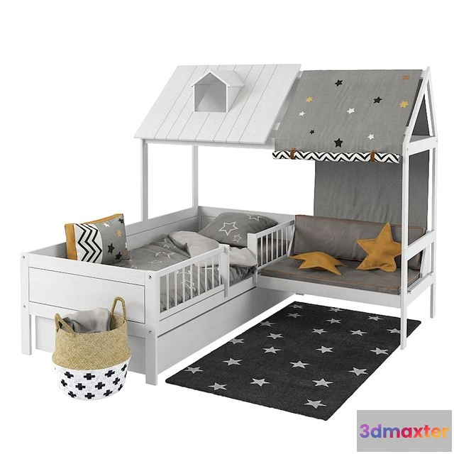 1550575 - Bed LifeTime BEACHHOUSE HUTBED WITH COUCH 3D Max