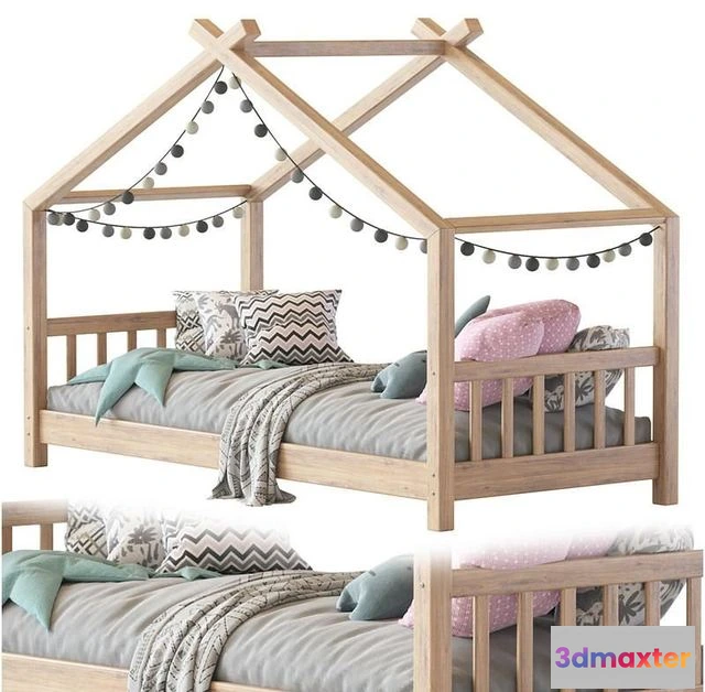 1550849 - Children bed wood house 3D Max
