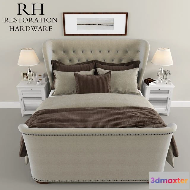 1552339 - Restoration Hardware Sleigh Churchill Fabric bed 3D Max