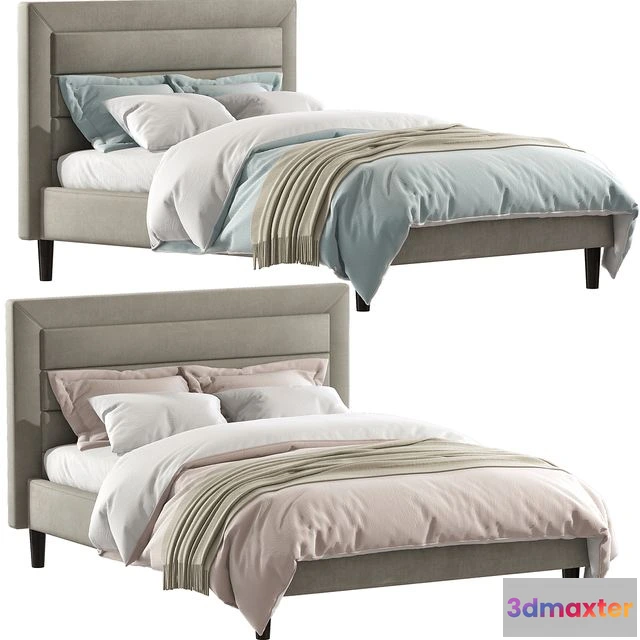 1554345 - Mehta Tufted Upholstered Platform Bed 3D Max