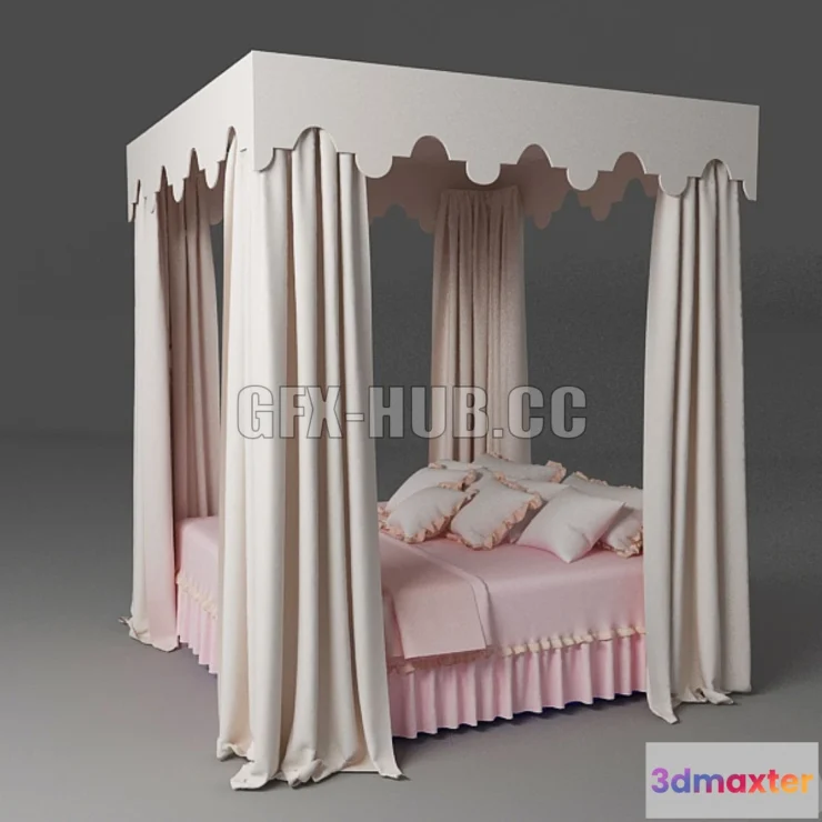 1554807 - Bed with a rectangular canopy 3D Max