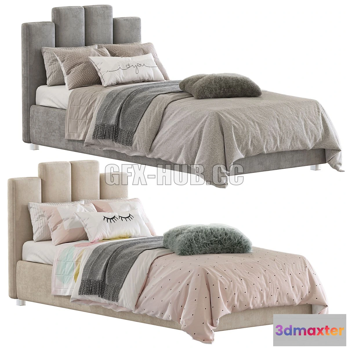 1554809 - Bed with a soft headboard 10 3D Max