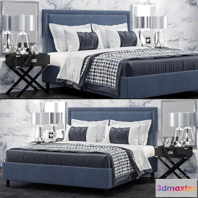1564954 - TOV Furniture Reed Navy Velvet Tufted 3D Max