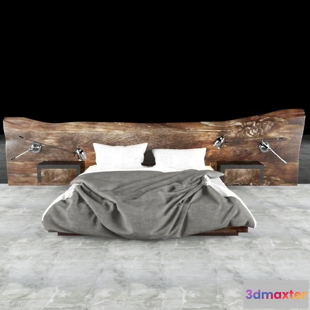 1565294 - Bed with wooden headboard 3D Max