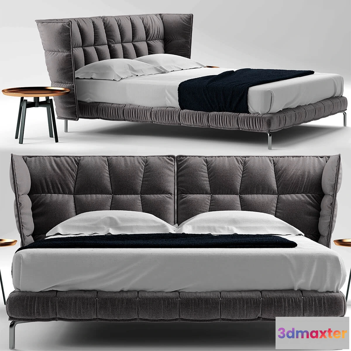 1615911 - furniture - Bed B and B husk bett Bed Patricia Urquiola Husk Outdoor 3D Max