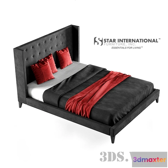 1616774 - furniture - Rialto Wingback Platform Bed 3D Max