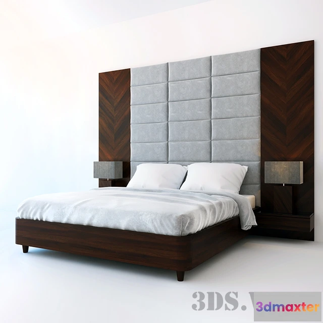 1617378 - furniture - Bed “Tokyo” with square patterns 3D Max