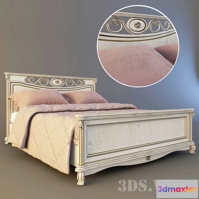 1617778 - furniture - Classic bed with wood frame 3D Max