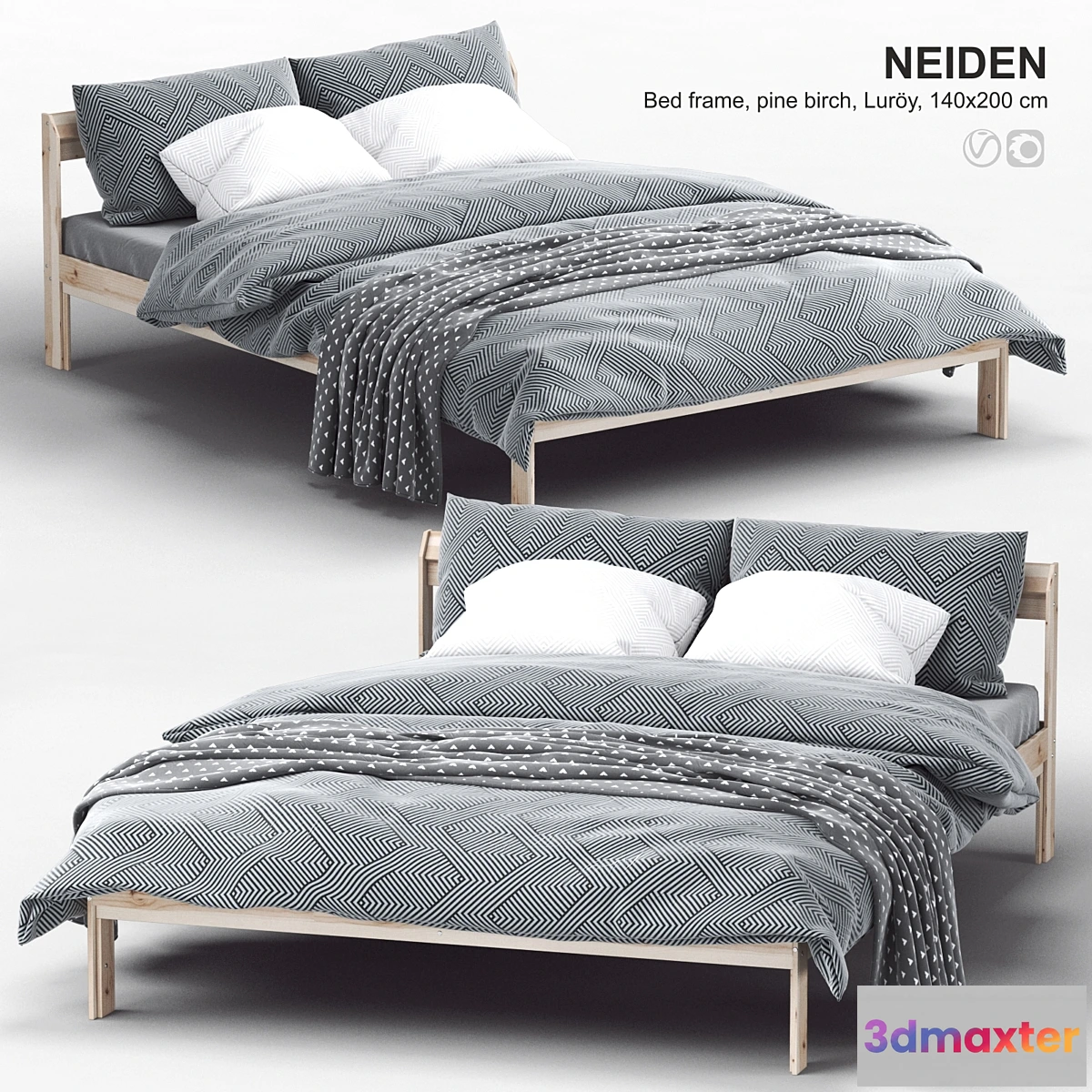 553375 - Ikea NEIDEN Bed frame pine birch Luröy