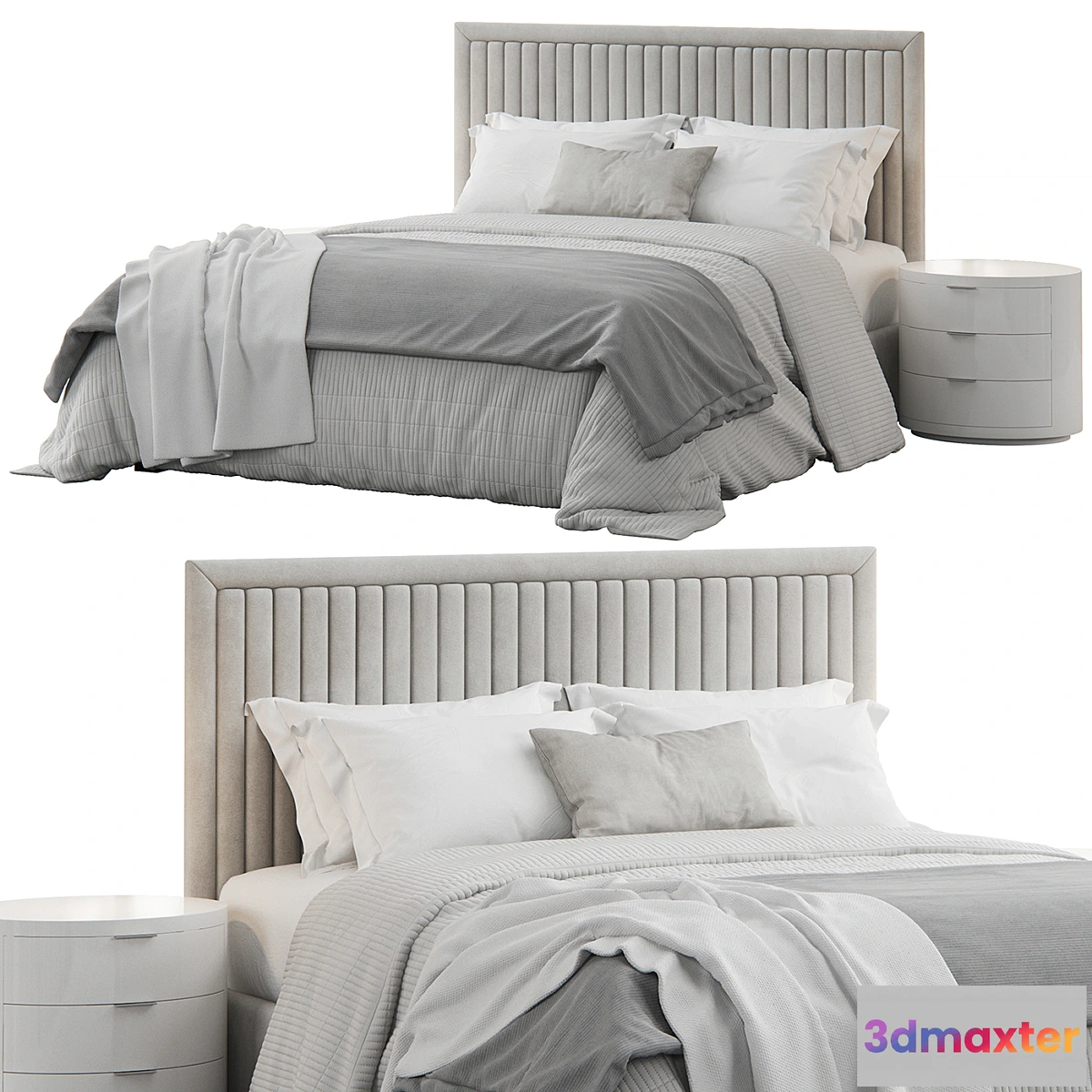 553467 - Channel Tufted Headboard Pine Queen Bed