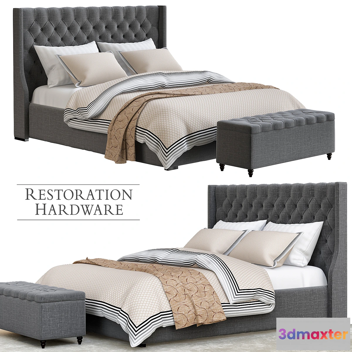 585690 - Restoration hardware gray bedroom