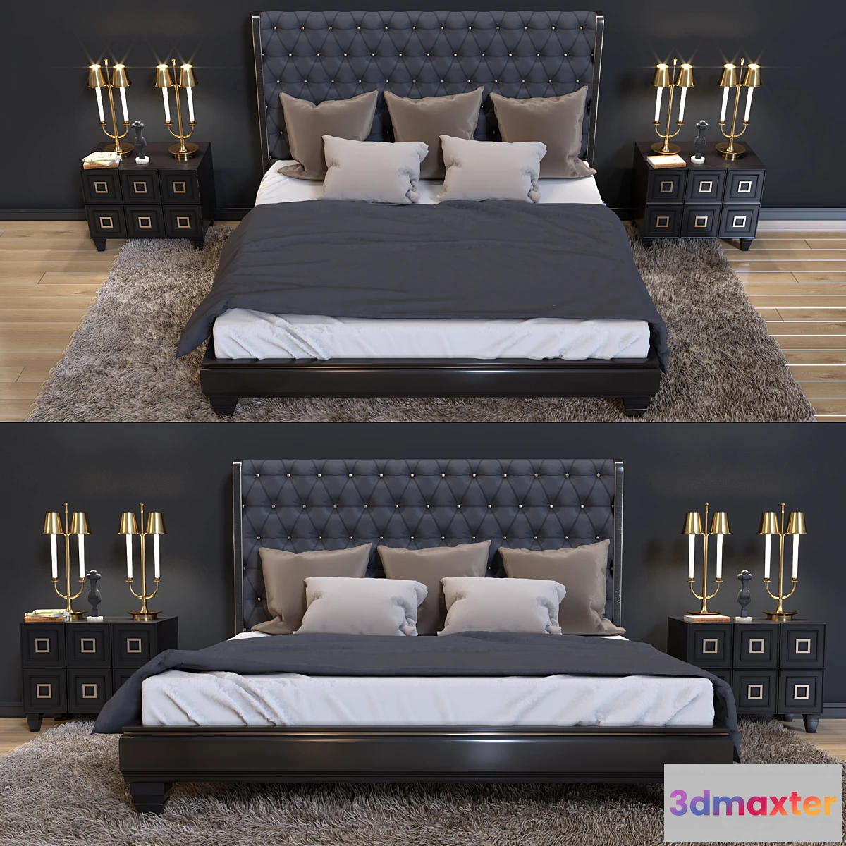 586412 - Bed and bedside table Ferre Home