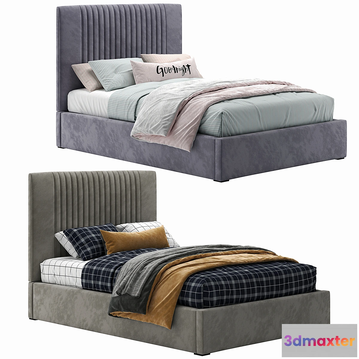 599775 - Upholstered Platform Bed With French HeadBoard