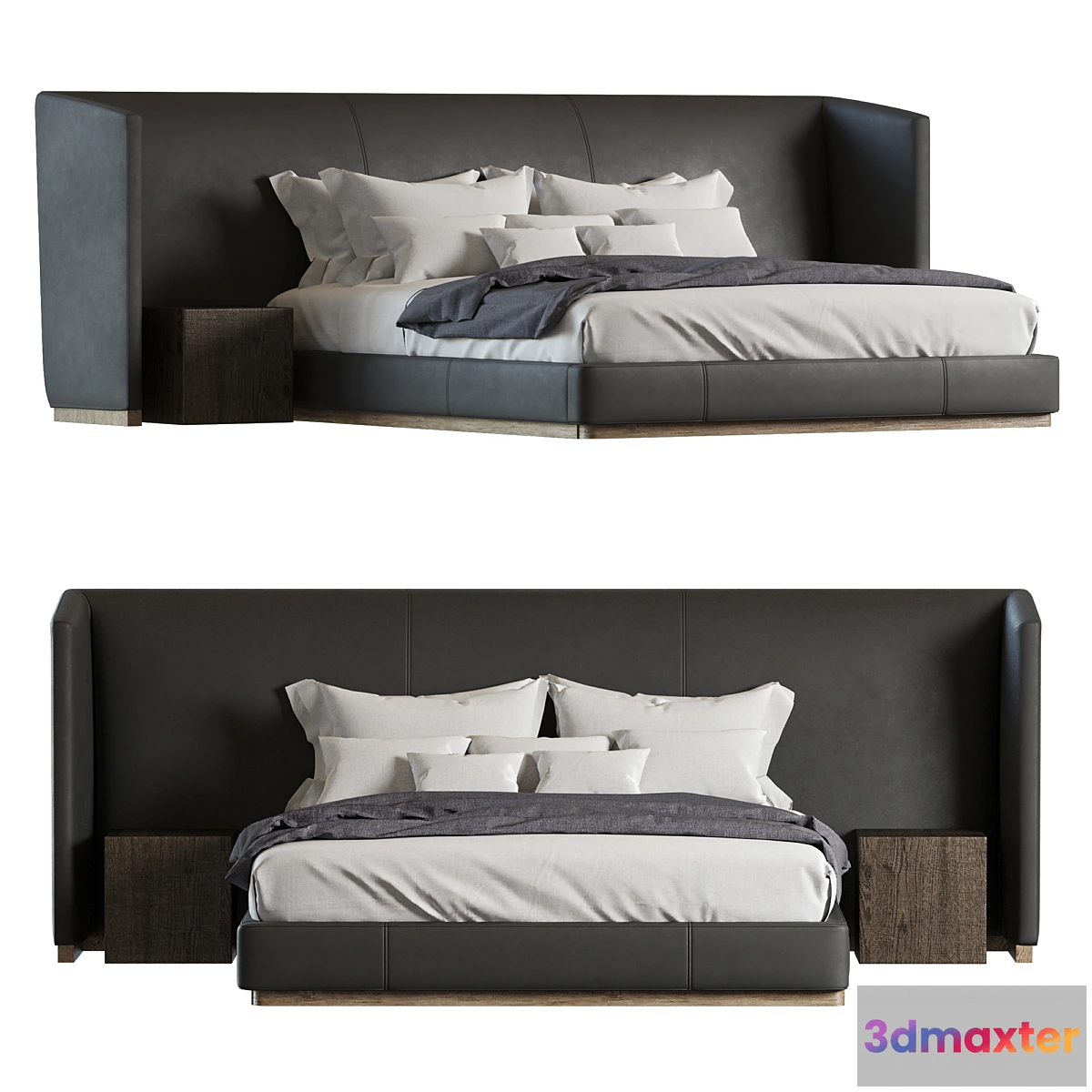 600107 - RH ALESSA LEATHER EXTENDED SHELTER BED