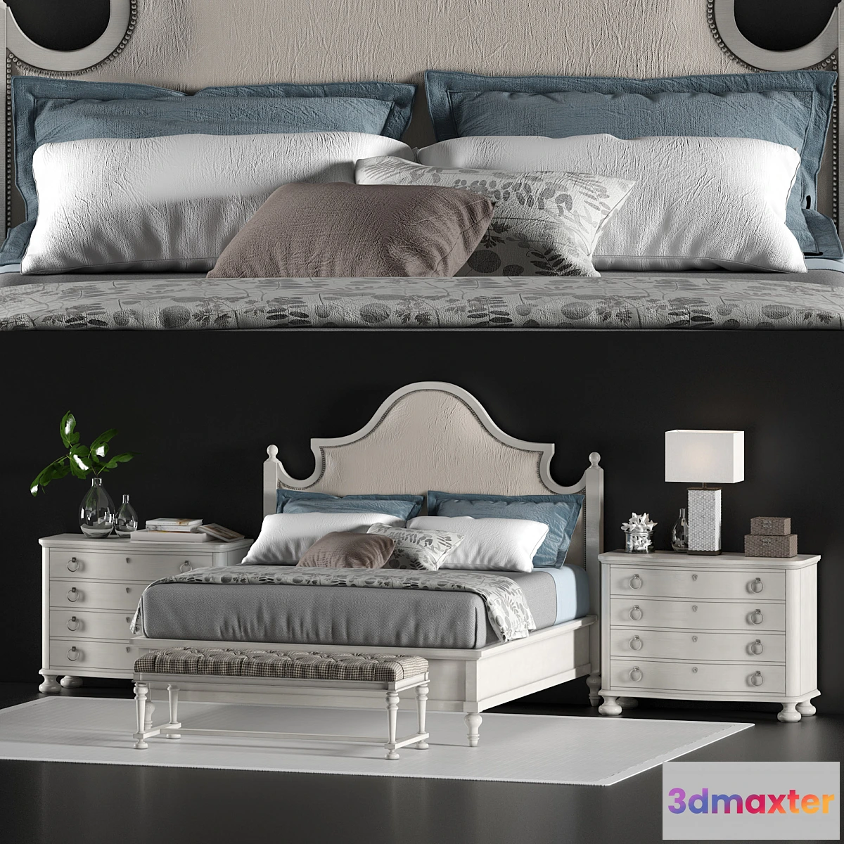 600263 - LEXINGTON ARBOR HILLS UPHOLSTERED BED OYSTER BAY