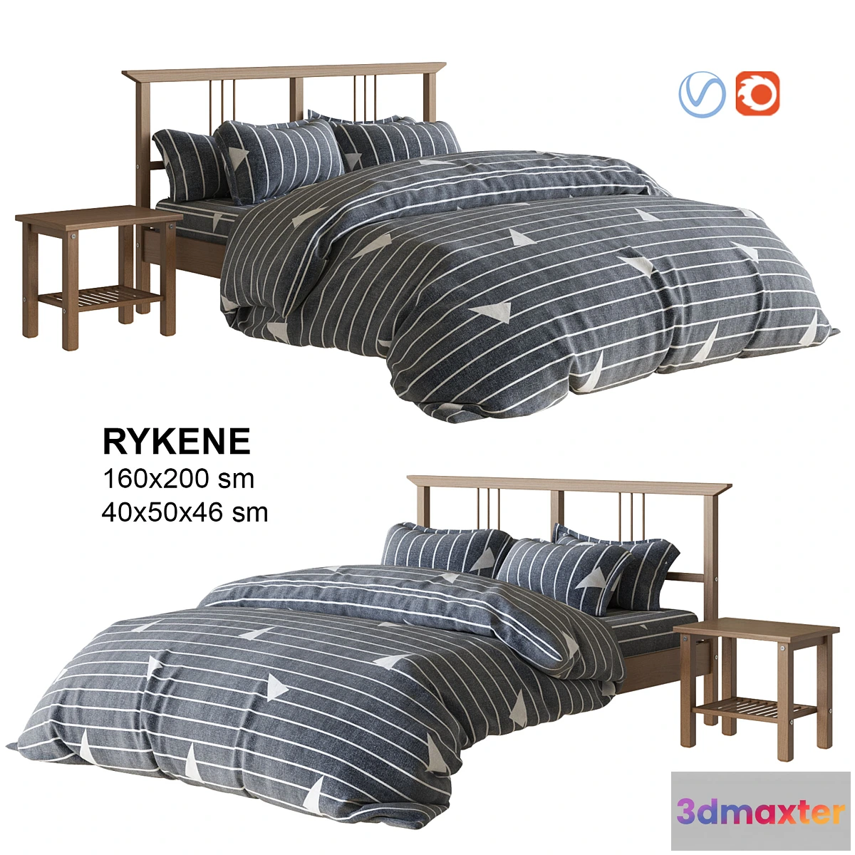 600697 - IKEA RYKENE bed with linen