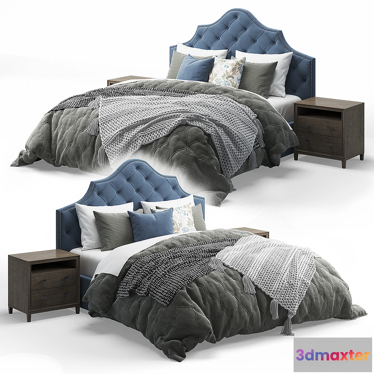 624307 - Qween Bed with Arebelle Tufted Headboard