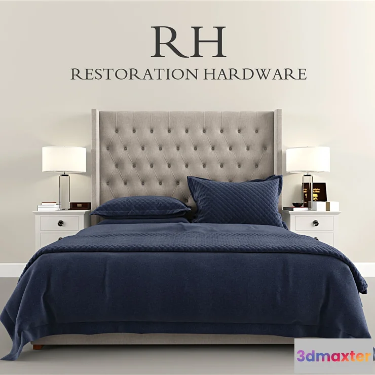 636625 - Restoration Hardware Tufted Platform bed