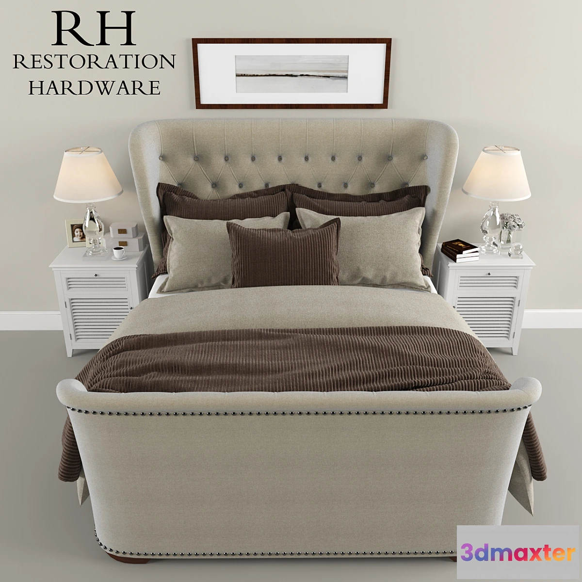 646057 - Restoration Hardware Sleigh Churchill Fabric bed