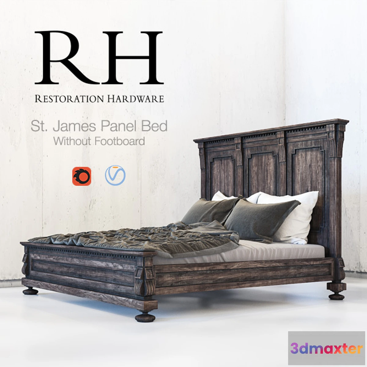 646113 - RESTORATION HARDWARE. St. James Panel Bed Without Footboard