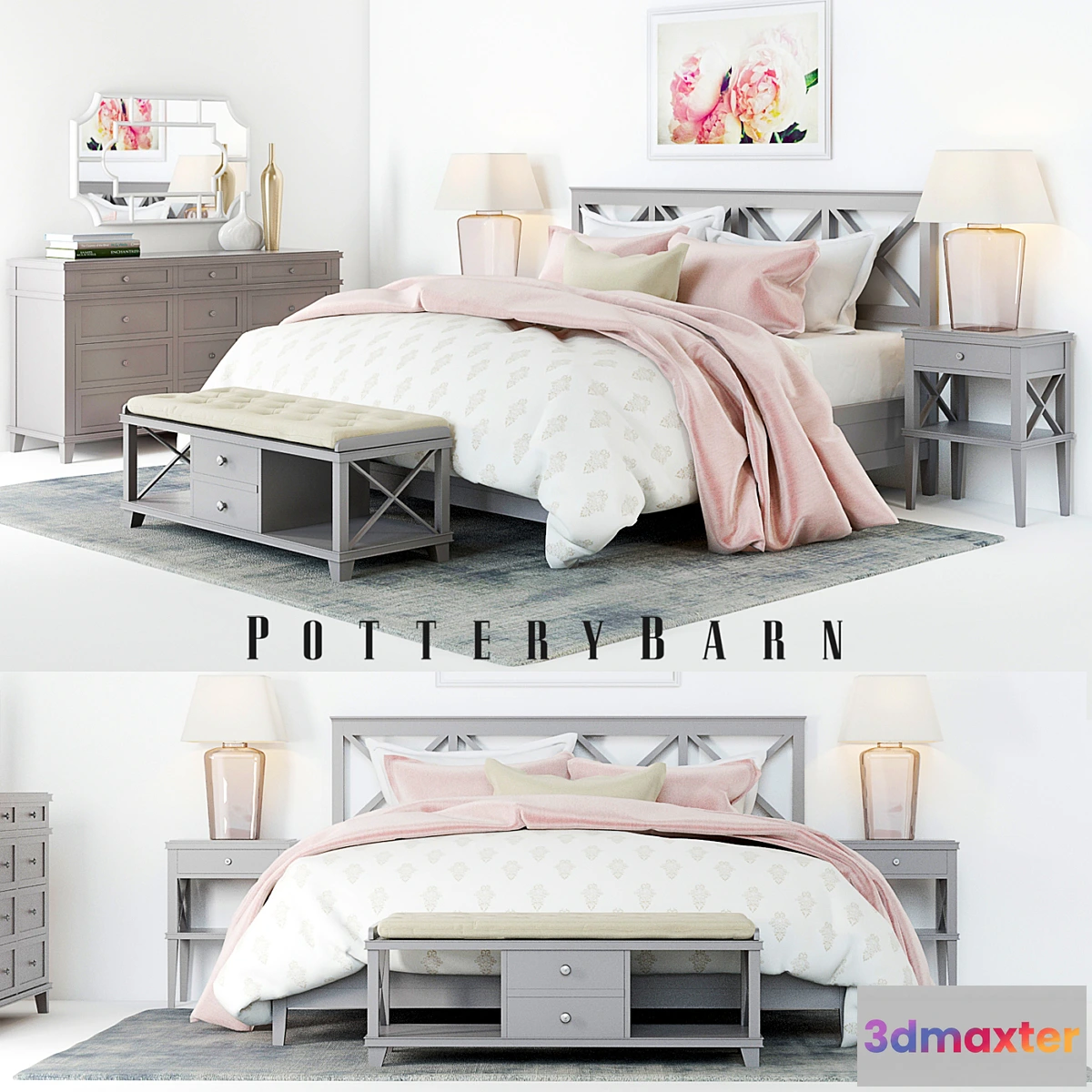 667475 - Pottery Barn Clara Lattice Bed set 1