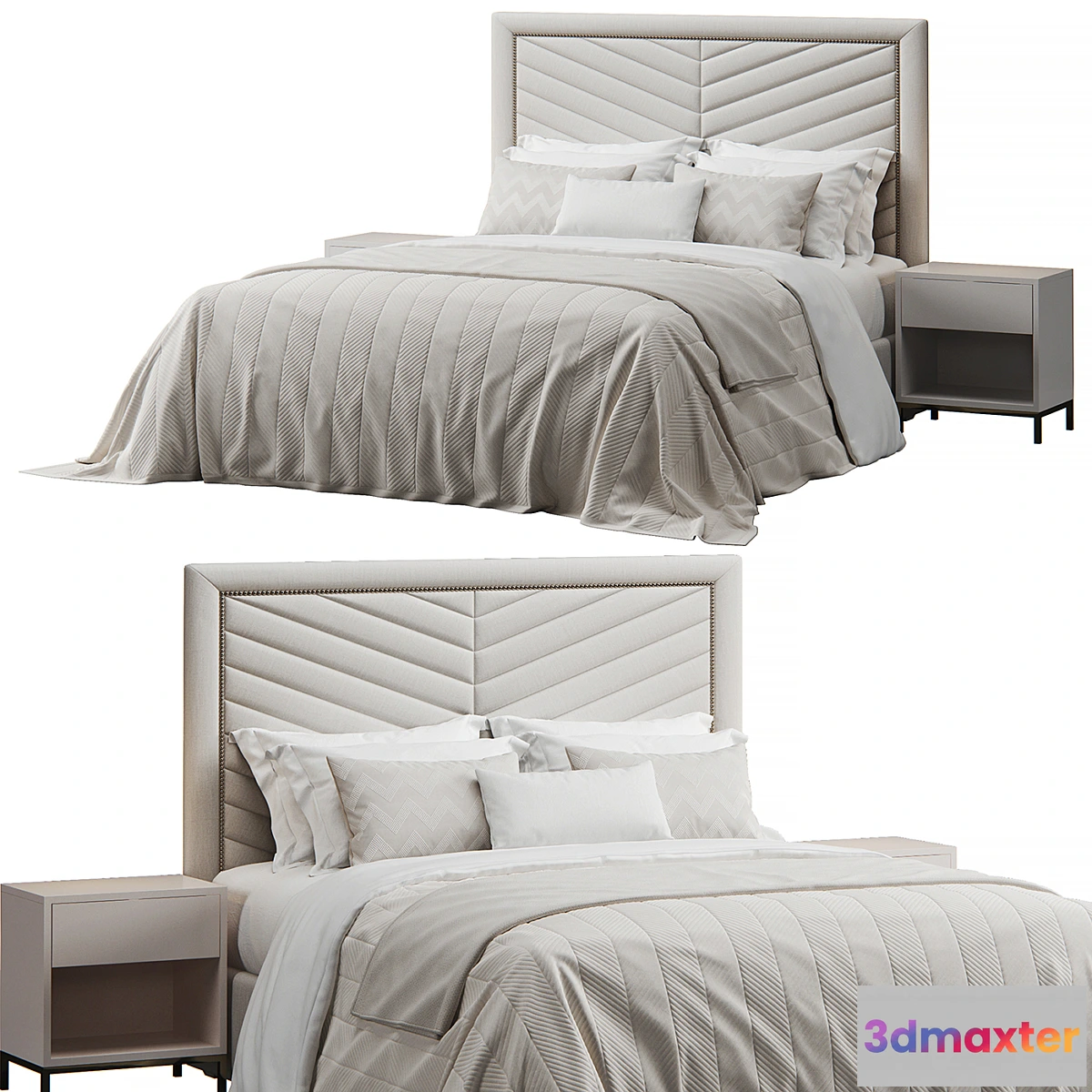 677105 - Rhys Dovetail Tufted Nailhead Headboard Bed