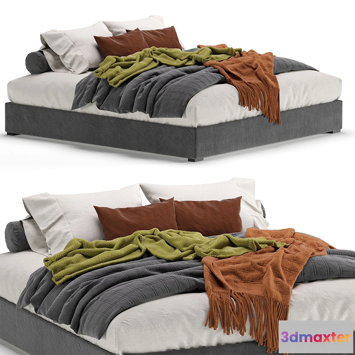 692042 - Meridiani Derek Bed Gray 190 _ 210