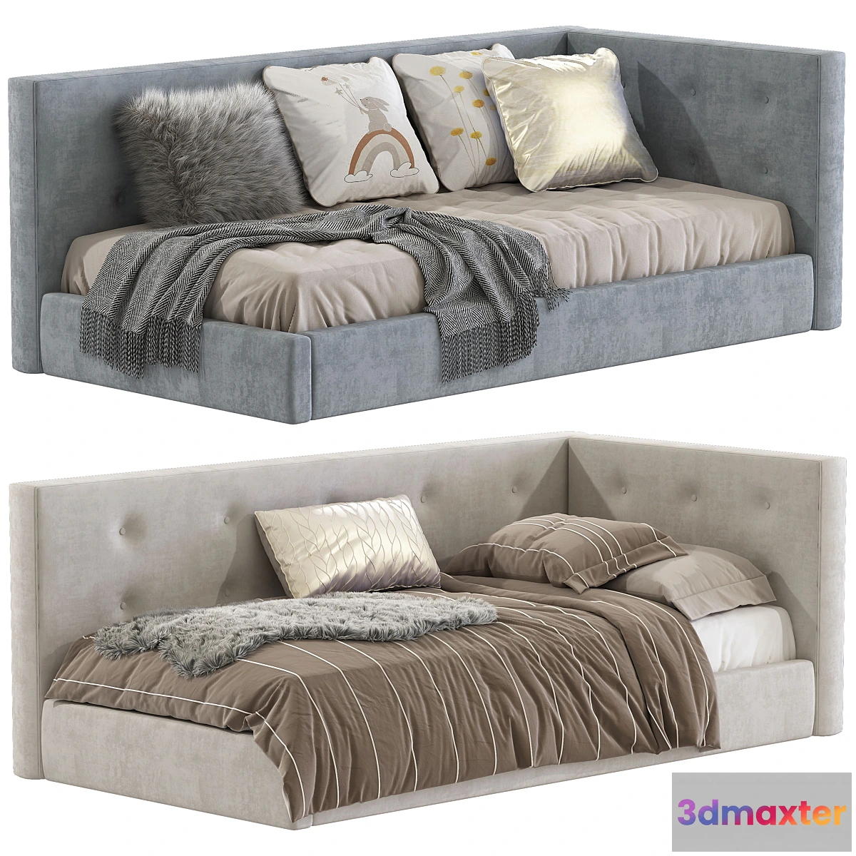 710660 - Cushy Upholstered Platform Corner Bed 2