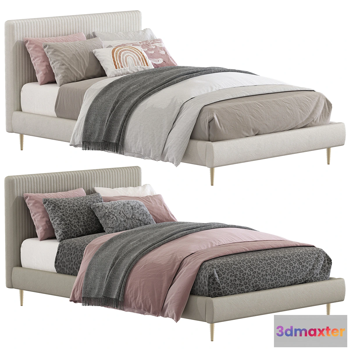 710682 - Roar _ Rabbit Pleated Upholstered Bed 218
