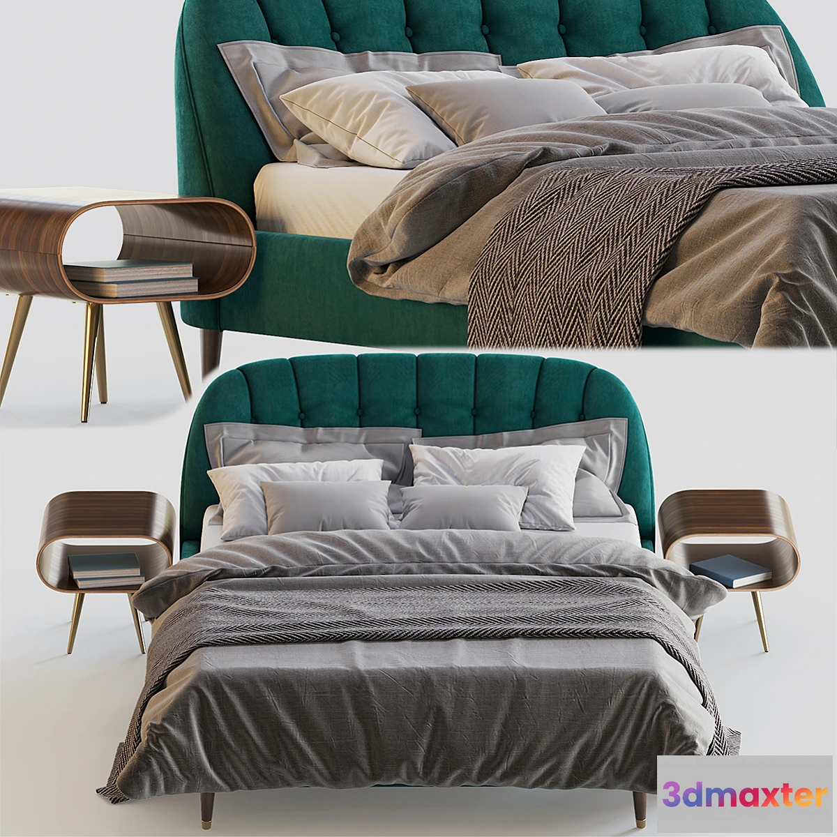 736209 - MARGOT SUPER KING SIZE BED SEAFOAM BLUE VELVET - No.2