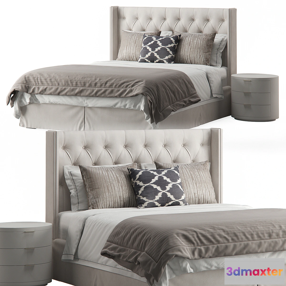 746153 - Anson Traditional Diamond Tufted Upholstered Wingback Headboard - No.2