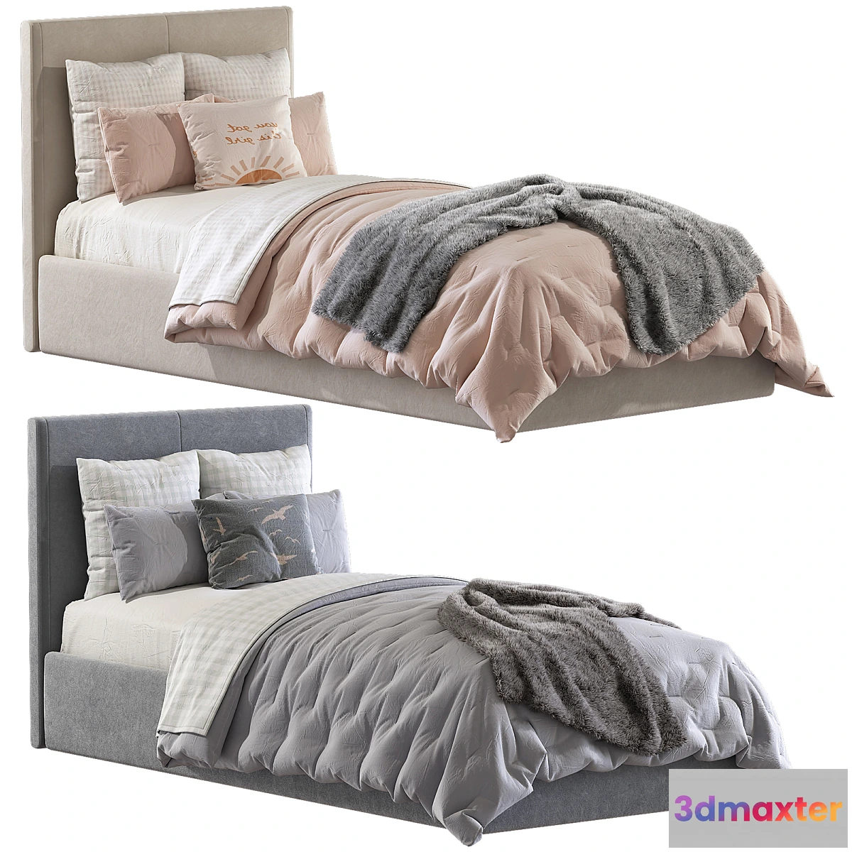 750817 - Kina cabecero gris bed