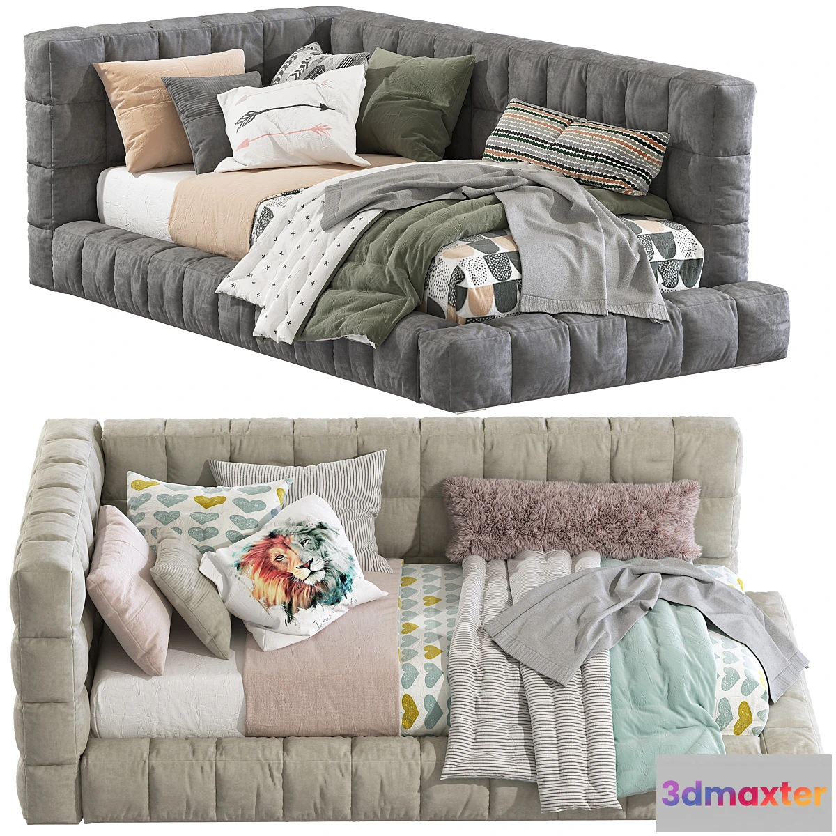 750927 - Bed Baldwin Lounge Corner Upholstered Bed 2