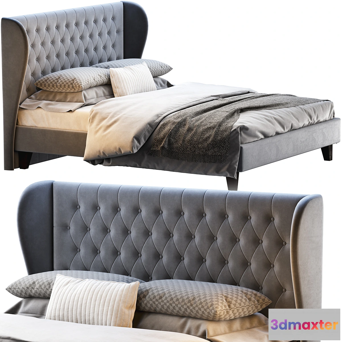 760263 - Double bed Vienso 160 Barhat Gray from Divanru - No.2