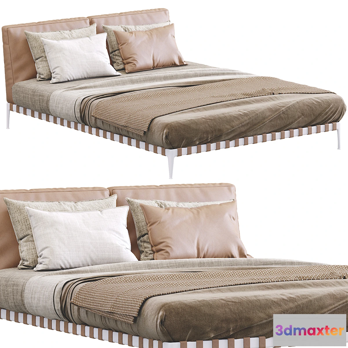 760299 - Leather Bed Gregory By Flexform