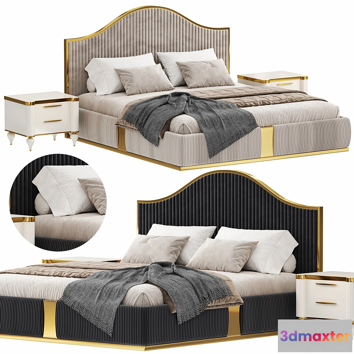 760539 - Modern Italian golden luxury bed by Lamoderno - No.2