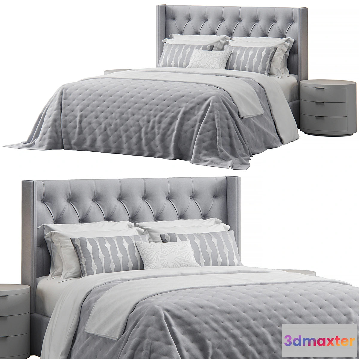 782138 - Queen tufted wing headboard bed - No.2