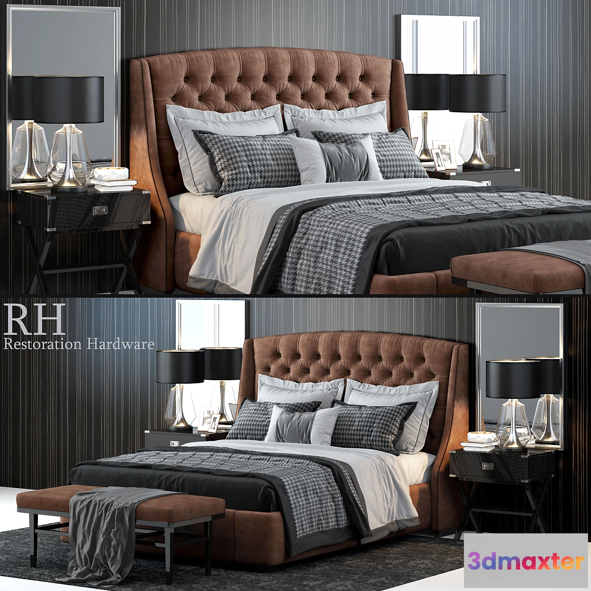 790970 - Restoration Hardware Warner Tufted Bed - No.4